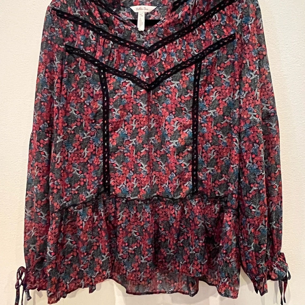 Matilda Jane Black and Red Ruffled Peplum Blouse
